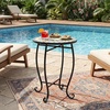 image:imageGiantex Outdoor Side Table Floral Clover Mosaic Patio Accent Table 14 Coffee End Table Indoor Outdoor Metal Plant Stand for Porch Garden Balcony DeskBright Sunflower