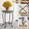image:imageGiantex Outdoor Side Table Floral Clover Mosaic Patio Accent Table 14 Coffee End Table Indoor Outdoor Metal Plant Stand for Porch Garden Balcony DeskBright Sunflower