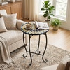 image:imageGiantex Outdoor Side Table Floral Clover Mosaic Patio Accent Table 14 Coffee End Table Indoor Outdoor Metal Plant Stand for Porch Garden Balcony DeskBright Sunflower