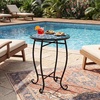 image:imageGiantex Outdoor Side Table Floral Clover Mosaic Patio Accent Table 14 Coffee End Table Indoor Outdoor Metal Plant Stand for Porch Garden Balcony DeskFloral Clover