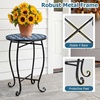 image:imageGiantex Outdoor Side Table Floral Clover Mosaic Patio Accent Table 14 Coffee End Table Indoor Outdoor Metal Plant Stand for Porch Garden Balcony DeskFloral Clover