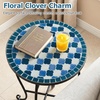 image:imageGiantex Outdoor Side Table Floral Clover Mosaic Patio Accent Table 14 Coffee End Table Indoor Outdoor Metal Plant Stand for Porch Garden Balcony DeskFloral Clover