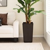 image:imageGiantex Outdoor Wicker Flower Pot Set of 2 225 Inch Tall Planters with Drainage Hole SelfWatering Tray Rattan Flower Pots Indoor Outdoor Planter for Porch Door Front Balcony Entryway BrownDark Brown
