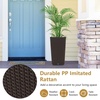 image:imageGiantex Outdoor Wicker Flower Pot Set of 2 225 Inch Tall Planters with Drainage Hole SelfWatering Tray Rattan Flower Pots Indoor Outdoor Planter for Porch Door Front Balcony Entryway BrownDark Brown