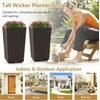 image:imageGiantex Outdoor Wicker Flower Pot Set of 2 225 Inch Tall Planters with Drainage Hole SelfWatering Tray Rattan Flower Pots Indoor Outdoor Planter for Porch Door Front Balcony Entryway BrownDark Brown