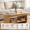 image:imageGiantex Oval Coffee Table 47 Mid Century Modern Center Table with Storage Shelf amp Round Corner 2Tier Accent Cocktail Tea Table Wood Coffee Table for Living Room Small SpacesNatural