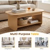image:imageGiantex Oval Coffee Table 47 Mid Century Modern Center Table with Storage Shelf amp Round Corner 2Tier Accent Cocktail Tea Table Wood Coffee Table for Living Room Small SpacesNatural