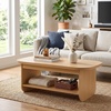 image:imageGiantex Oval Coffee Table 47 Mid Century Modern Center Table with Storage Shelf amp Round Corner 2Tier Accent Cocktail Tea Table Wood Coffee Table for Living Room Small SpacesNatural