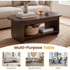 image:imageGiantex Oval Coffee Table 47 Mid Century Modern Center Table with Storage Shelf amp Round Corner 2Tier Accent Cocktail Tea Table Wood Coffee Table for Living Room Small SpacesEspresso