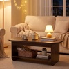 image:imageGiantex Oval Coffee Table 47 Mid Century Modern Center Table with Storage Shelf amp Round Corner 2Tier Accent Cocktail Tea Table Wood Coffee Table for Living Room Small SpacesEspresso