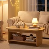 image:imageGiantex Oval Coffee Table 47 Mid Century Modern Center Table with Storage Shelf amp Round Corner 2Tier Accent Cocktail Tea Table Wood Coffee Table for Living Room Small SpacesNatural
