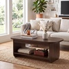 image:imageGiantex Oval Coffee Table 47 Mid Century Modern Center Table with Storage Shelf amp Round Corner 2Tier Accent Cocktail Tea Table Wood Coffee Table for Living Room Small SpacesEspresso