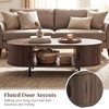 image:imageGiantex Oval Coffee Table 475 Mid Century Modern Center Table with Sliding Tambour Doors Hidden Storage amp Open Compartment Fluted Wood Living Room Tables for Small Space Walnut