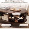 image:imageGiantex Oval Coffee Table 475 Mid Century Modern Center Table with Sliding Tambour Doors Hidden Storage amp Open Compartment Fluted Wood Living Room Tables for Small Space Walnut