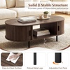 image:imageGiantex Oval Coffee Table 475 Mid Century Modern Center Table with Sliding Tambour Doors Hidden Storage amp Open Compartment Fluted Wood Living Room Tables for Small Space Walnut