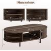 image:imageGiantex Oval Coffee Table 475 Mid Century Modern Center Table with Sliding Tambour Doors Hidden Storage amp Open Compartment Fluted Wood Living Room Tables for Small Space Walnut