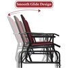 image:imageGiantex Patio Bench Glider Chair with Metal Frame Center Tempered Glass Table Outside Double Rocking Swing Loveseat for Porch Garden Poolside Balcony Lawn Rocker Outdoor Glider BenchGrayBurgundy