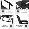 image:imageGiantex Patio Bench Glider Chair with Metal Frame Center Tempered Glass Table Outside Double Rocking Swing Loveseat for Porch Garden Poolside Balcony Lawn Rocker Outdoor Glider BenchGrayBlack