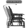 image:imageGiantex Patio Bench Glider Chair with Metal Frame Center Tempered Glass Table Outside Double Rocking Swing Loveseat for Porch Garden Poolside Balcony Lawn Rocker Outdoor Glider BenchGrayBlack