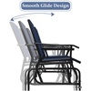 image:imageGiantex Patio Bench Glider Chair with Metal Frame Center Tempered Glass Table Outside Double Rocking Swing Loveseat for Porch Garden Poolside Balcony Lawn Rocker Outdoor Glider BenchGrayNavy