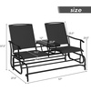 image:imageGiantex Patio Bench Glider Chair with Metal Frame Center Tempered Glass Table Outside Double Rocking Swing Loveseat for Porch Garden Poolside Balcony Lawn Rocker Outdoor Glider BenchGrayBlack