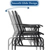image:imageGiantex Patio Bench Glider Chair with Metal Frame Center Tempered Glass Table Outside Double Rocking Swing Loveseat for Porch Garden Poolside Balcony Lawn Rocker Outdoor Glider BenchGrayGrey