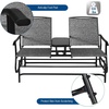 image:imageGiantex Patio Bench Glider Chair with Metal Frame Center Tempered Glass Table Outside Double Rocking Swing Loveseat for Porch Garden Poolside Balcony Lawn Rocker Outdoor Glider BenchGrayGrey