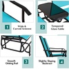 image:imageGiantex Patio Bench Glider Chair with Metal Frame Center Tempered Glass Table Outside Double Rocking Swing Loveseat for Porch Garden Poolside Balcony Lawn Rocker Outdoor Glider BenchGrayTurquoise