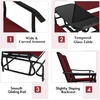 image:imageGiantex Patio Bench Glider Chair with Metal Frame Center Tempered Glass Table Outside Double Rocking Swing Loveseat for Porch Garden Poolside Balcony Lawn Rocker Outdoor Glider BenchGrayBurgundy