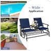 image:imageGiantex Patio Bench Glider Chair with Metal Frame Center Tempered Glass Table Outside Double Rocking Swing Loveseat for Porch Garden Poolside Balcony Lawn Rocker Outdoor Glider BenchGrayNavy