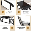 image:imageGiantex Patio Bench Glider Chair with Metal Frame Center Tempered Glass Table Outside Double Rocking Swing Loveseat for Porch Garden Poolside Balcony Lawn Rocker Outdoor Glider BenchGrayBeige