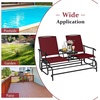image:imageGiantex Patio Bench Glider Chair with Metal Frame Center Tempered Glass Table Outside Double Rocking Swing Loveseat for Porch Garden Poolside Balcony Lawn Rocker Outdoor Glider BenchGrayBurgundy