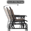 image:imageGiantex Patio Bench Glider Chair with Metal Frame Center Tempered Glass Table Outside Double Rocking Swing Loveseat for Porch Garden Poolside Balcony Lawn Rocker Outdoor Glider BenchGrayBrown