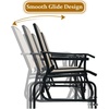 image:imageGiantex Patio Bench Glider Chair with Metal Frame Center Tempered Glass Table Outside Double Rocking Swing Loveseat for Porch Garden Poolside Balcony Lawn Rocker Outdoor Glider BenchGrayBeige