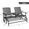 image:imageGiantex Patio Bench Glider Chair with Metal Frame Center Tempered Glass Table Outside Double Rocking Swing Loveseat for Porch Garden Poolside Balcony Lawn Rocker Outdoor Glider BenchGrayGrey