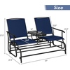 image:imageGiantex Patio Bench Glider Chair with Metal Frame Center Tempered Glass Table Outside Double Rocking Swing Loveseat for Porch Garden Poolside Balcony Lawn Rocker Outdoor Glider BenchGrayNavy