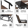image:imageGiantex Patio Bench Glider Chair with Metal Frame Center Tempered Glass Table Outside Double Rocking Swing Loveseat for Porch Garden Poolside Balcony Lawn Rocker Outdoor Glider BenchGrayBrown