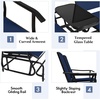 image:imageGiantex Patio Bench Glider Chair with Metal Frame Center Tempered Glass Table Outside Double Rocking Swing Loveseat for Porch Garden Poolside Balcony Lawn Rocker Outdoor Glider BenchGrayNavy