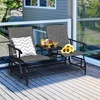 image:imageGiantex Patio Bench Glider Chair with Metal Frame Center Tempered Glass Table Outside Double Rocking Swing Loveseat for Porch Garden Poolside Balcony Lawn Rocker Outdoor Glider BenchGrayGrey