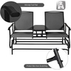 image:imageGiantex Patio Bench Glider Chair with Metal Frame Center Tempered Glass Table Outside Double Rocking Swing Loveseat for Porch Garden Poolside Balcony Lawn Rocker Outdoor Glider BenchGrayBlack