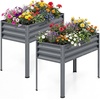 image:imageGiantex Raised Garden Bed with Legs 44 x 22 x 32 Metal Large Elevated Planter Box for Vegetable Flower Fruit Herb Heavy Duty Outdoor Gardening Planter for Backyard Patio Balcony BlackGray