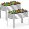 image:imageGiantex Raised Garden Bed with Legs 44 x 22 x 32 Metal Large Elevated Planter Box for Vegetable Flower Fruit Herb Heavy Duty Outdoor Gardening Planter for Backyard Patio Balcony BlackSilver