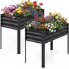 image:imageGiantex Raised Garden Bed with Legs 44 x 22 x 32 Metal Large Elevated Planter Box for Vegetable Flower Fruit Herb Heavy Duty Outdoor Gardening Planter for Backyard Patio Balcony BlackBlack