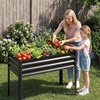 image:imageGiantex Raised Garden Bed with Legs 44 x 22 x 32 Metal Large Elevated Planter Box for Vegetable Flower Fruit Herb Heavy Duty Outdoor Gardening Planter for Backyard Patio Balcony BlackBlack