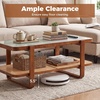 image:imageGiantex Rattan Coffee Table 415 Farmhouse Center Table with Storage amp Frosted Tempered Glass Wood Boho Accent Cocktail Tea Table Modern Living Room Table for Small Spaces WalnutWalnut