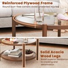 image:imageGiantex Rattan Coffee Table 415 Farmhouse Center Table with Storage amp Frosted Tempered Glass Wood Boho Accent Cocktail Tea Table Modern Living Room Table for Small Spaces WalnutBrown