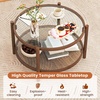 image:imageGiantex Rattan Coffee Table 415 Farmhouse Center Table with Storage amp Frosted Tempered Glass Wood Boho Accent Cocktail Tea Table Modern Living Room Table for Small Spaces WalnutBrown