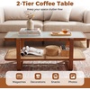 image:imageGiantex Rattan Coffee Table 415 Farmhouse Center Table with Storage amp Frosted Tempered Glass Wood Boho Accent Cocktail Tea Table Modern Living Room Table for Small Spaces WalnutWalnut
