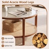 image:imageGiantex Rattan Coffee Table 415 Farmhouse Center Table with Storage amp Frosted Tempered Glass Wood Boho Accent Cocktail Tea Table Modern Living Room Table for Small Spaces WalnutWalnut