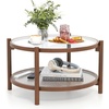 image:imageGiantex Rattan Coffee Table 415 Farmhouse Center Table with Storage amp Frosted Tempered Glass Wood Boho Accent Cocktail Tea Table Modern Living Room Table for Small Spaces WalnutBrown